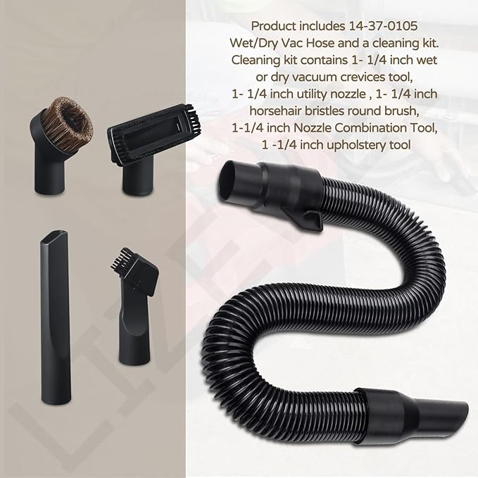 14-37-0105 18V Wet/dry Vac Hose Assembly with Universal Attachments Adapter Kit for 18v/28v Vacuum 0880-20 0970-20 (Internal Storage), Use to Pick Up Dust and Debris