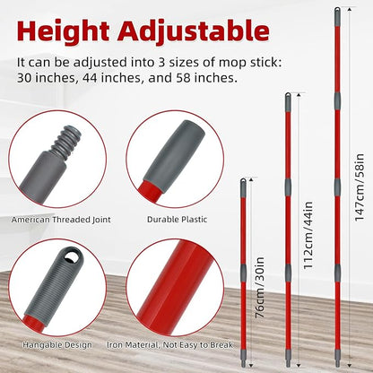 6 Packs Mop Head Replacements & 4-Section Spin Mop Handles for Ocedar, and Spin Mop Base Compatible with O-Cedar EasyWring 1 Tank Spin Mops Refills