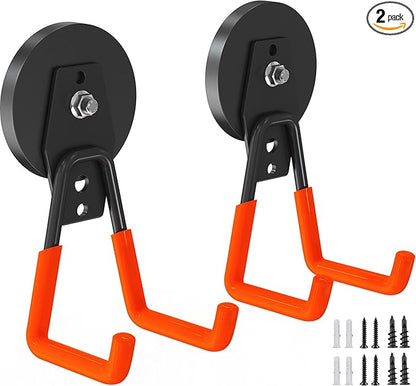 Extra Strong Magnetic Hooks for Hanging Heavy Duty, 2.6in Large Industrial Magnet Hooks, Magnetic Hook with Anti-Slip Coating, Storage Utility Magnetic Holder for Garage Shelve and Garden Tools