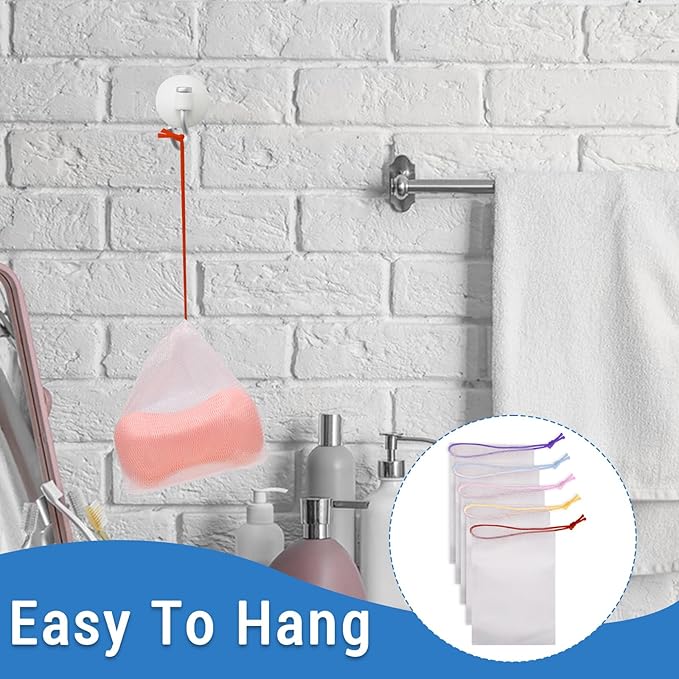 Mozeat Lens 20 PCS Exfoliating Mesh Soap Saver Pouch Bag Mesh Soap Bag Soap Handmade Soap Bubble Mesh Net Bags with Drawstring Mesh Foaming Net Soap Sack Bags for Bath & Shower, Colorful