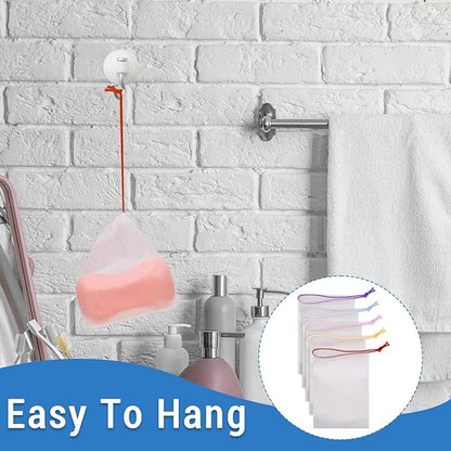 Mozeat Lens 20 PCS Exfoliating Mesh Soap Saver Pouch Bag Mesh Soap Bag Soap Handmade Soap Bubble Mesh Net Bags with Drawstring Mesh Foaming Net Soap Sack Bags for Bath & Shower, Colorful
