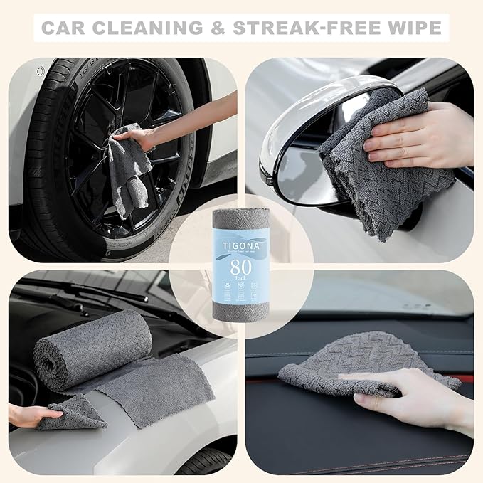 80 Pack Microfiber Cleaning Cloth Roll Reusable Paper Towels 12"x12" Tear Away Cloth,Absorbent Dish Rags for House Kitchen,Wash Cloths,Lint Free Rags for Window Cars Cleaning Supplies