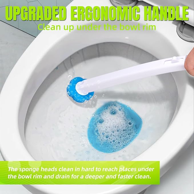 Disposable Toilet Brush and Holder Set, Toilet Wand Refills, 48 Cleaner Refills, Toilet Brush for Toilet Bowl Cleaners, Bathroom Cleaning