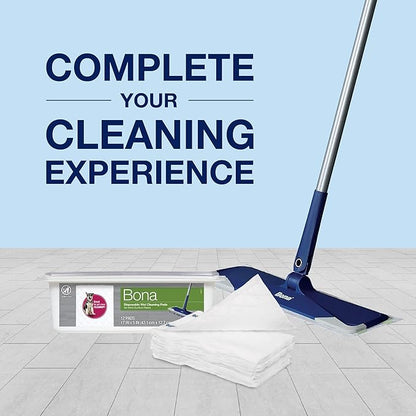 Bona Multi-Surface Floor Disposable Wet Cleaning Pads - 12-Pack - Residue-Free Floor Cleaning Solution for Stone, Tile, Laminate, and Vinyl Floors