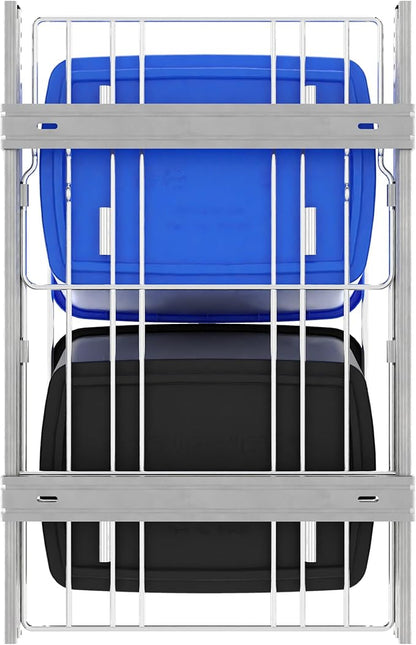 Rev-A-Shelf Double 35 Qt Pullout Trash Can for Base Kitchen Cabinets, Garbage Waste & Recycling Bin System with Full Extension Slides, Min Opening Width of 14.5", Blue/Black, RV-18KD-2218C-S
