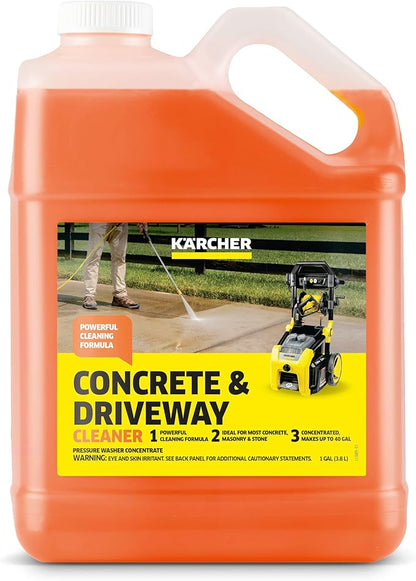 Kärcher Concrete & Driveway Cleaner, Cleans Concrete, Brick, Mansory, and Stone Areas, Highly Concentrated, Makes up to 40 gal of Cleaner, Readily Biodegradable, For Pressure Washers