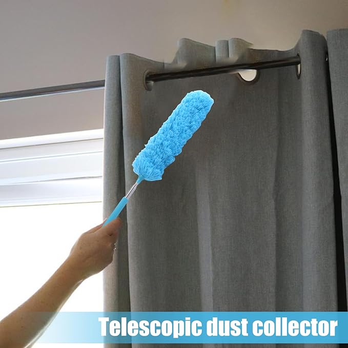 Fiber Dusting Brush, Multifunctional Extendable Dusting Wand, Washable Ceiling Duster, Cobweb Ceiling Duster with Extension Pole, Cleaning Feather Dusters for Cleaning Ceiling Fan Furniture