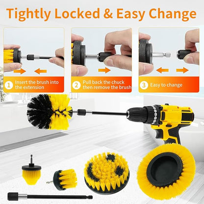 32 Pack Drill Brush Attachments Set Scrub Pads Sponge Buffing Pads Crevice Cleaning Brush for Home Bathroom Car Kitchen Corners Sink Stubborn Stains Tiles Car Polishing Kit