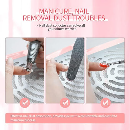 SAVILAND Nail Dust Collector with Lamp – Powerful Nail Vacuum Fan 40W Dust Collector Extractor Electric Dust Suction Machine with Reusable Filter for Acrylic Gel Nails Polishing, Low Noise, Pink