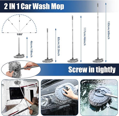 21Pcs Car Cleaning Kit with High Power Handheld Vacuum, Car Wash Mop with Long Handle, Bucket, Detailing Brush Set, Windshield Cleaner, Complete Interior Exterior Washing Supply for Men Women