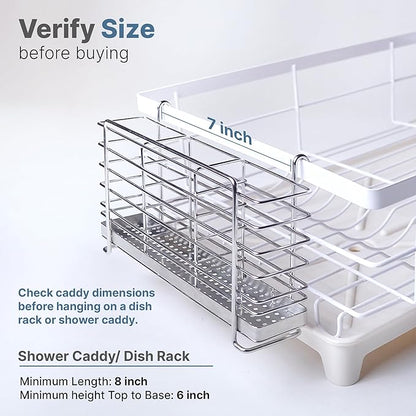 KESOL 304 Stainless Steel Utensil Drying Rack with Hooks & 3 Divided Compartments, Silverware Drying Basket, Spoon and Fork Organizer, Rustproof Kitchen Drainage Basket Accessories, Silver, 2x8.7x5