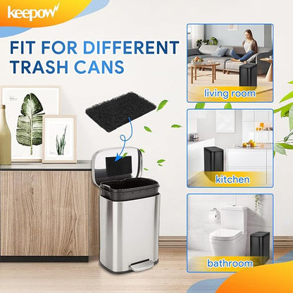 KEEPOW Compost Bin Filter Replacement for Kitchen Compost Bin Countertop, Charcoal Filters for Compost Bucket, Activated Carbon Filter for Compost Pail Counter, Rectangle,12 Pack