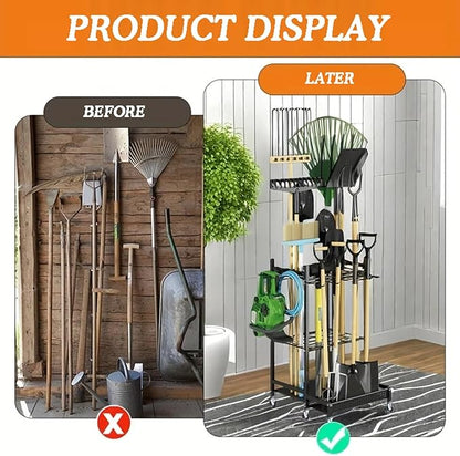 Garden Tool Organizer for Garage,Broom Holder,Freestanding Organizers and Storage UP to 35 Tools