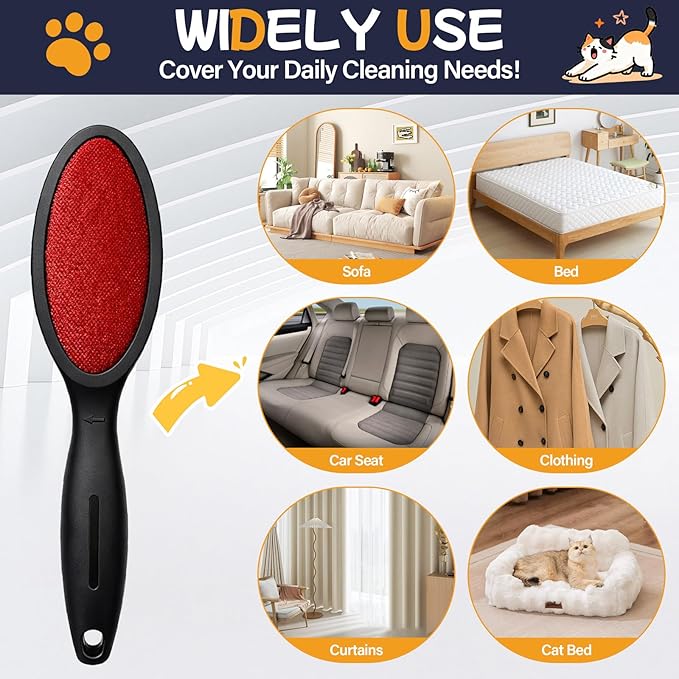 2 Pack Magic Lint Brush for Pet Hair, Double Sided Reusable Velvet Lint Remover for Clothes, Couch, Furniture & Upholstery, Dog & Cat Fur Cleaner, No Sticky Roller Refills Needed