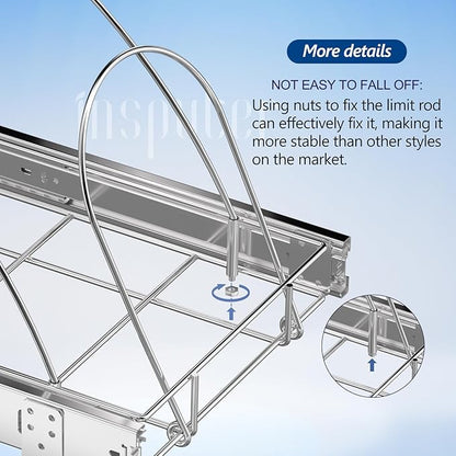 Insputer Pull Out Trash Can Under Cabinet, Requires 13" W X 18" D Cabinet, Under Sink Trash Can Kit, Slide Out Garbage for Kitchen(Not Included Can)