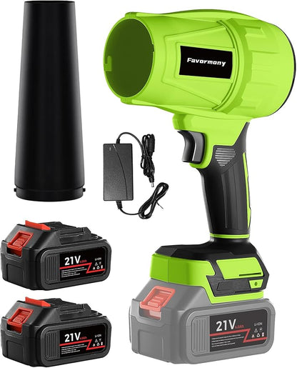 Hand held Blower, 600,000 RPM Electric Leaf Blower Cordless with 2×4.0Ah Batteries and Charger for 40 Minutes Use, Portable Blowers for Lawn Care, Car Blow Dryer with Extended Nozzle (Green)