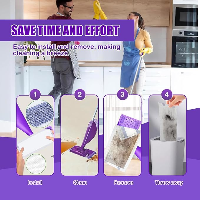 40 Count Mop Pads Refills for Swiffer Wet Jet Spray Mop, Disposable Multi Surface Wet Jet Mopping Pads for All Hardwood Floor Cleaning, 4 Layers Thickened | Super Heavy-Duty Absorbent | Stickiness