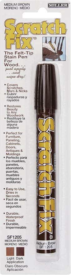 Miller SF1205 Wood Stain Scratch Fix Pen / Wood Repair Marker - Medium Brown Wood