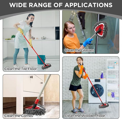 Baderke 3 Pack Chenille Mop Heads Replacements Compatible with 1 Tank System Chenille Duster Replacement Heads Microfiber Spin Mop Refill Pads Reusable Dust Refills for Floor Cleaning (Gray)