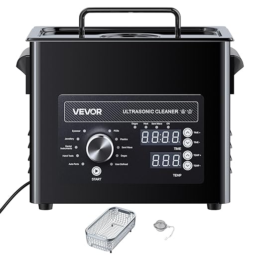VEVOR 3L Ultrasonic Cleaner, Professional Ultrasonic Cleaner Machine with Knob Control, Stainless Steel Cleaning Machine with Basket and Cleaning Ball, for Watches, Razors, Jewelry, Coins and More