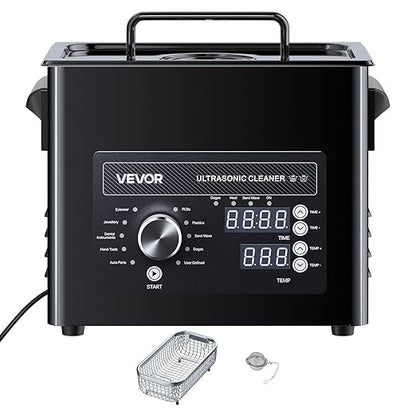 VEVOR 3L Ultrasonic Cleaner, Professional Ultrasonic Cleaner Machine with Knob Control, Stainless Steel Cleaning Machine with Basket and Cleaning Ball, for Watches, Razors, Jewelry, Coins and More