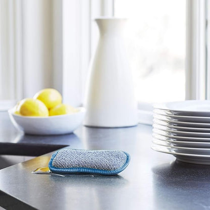 E-Cloth Washing Up Scrub Pad - Microfiber Sponge for Cleaning, Reusable Kitchen Sponge for Dishes & Sink, Non Scratch, Multi Purpose Scrubber, Machine Washable - 4 Pack