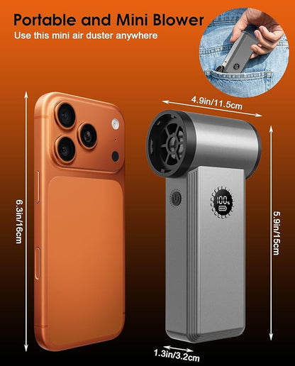 Superpower Electric Air Duster-180000RPM Brushless Cordless Air Duster for Deep Cleaning, 8000mAh, 1-Hour Full Charge, 4 Speeds. Mini Dust Blower for PC, Keyboard, Car, Home & Outdoor