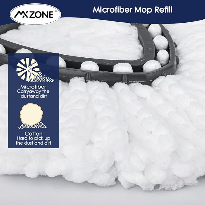 Spin Replacement Heads Microfiber Refill Compatible with O Ceda Easywring, White, 3 Packs
