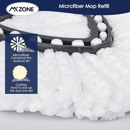 Spin Replacement Heads Microfiber Refill Compatible with O Ceda Easywring, White, 3 Packs