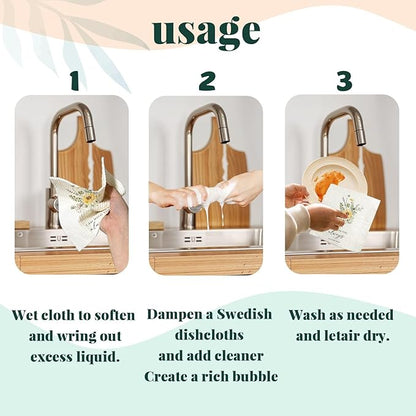 Christian Swedish Dishcloths for Kitchen, Floral Swedish Dish Towels, Scripture Kitchen Towels, Papaya Reusable Paper Towels, 4 Pack Swedish Dish Cloths for Kitchen, Sponge Cloths