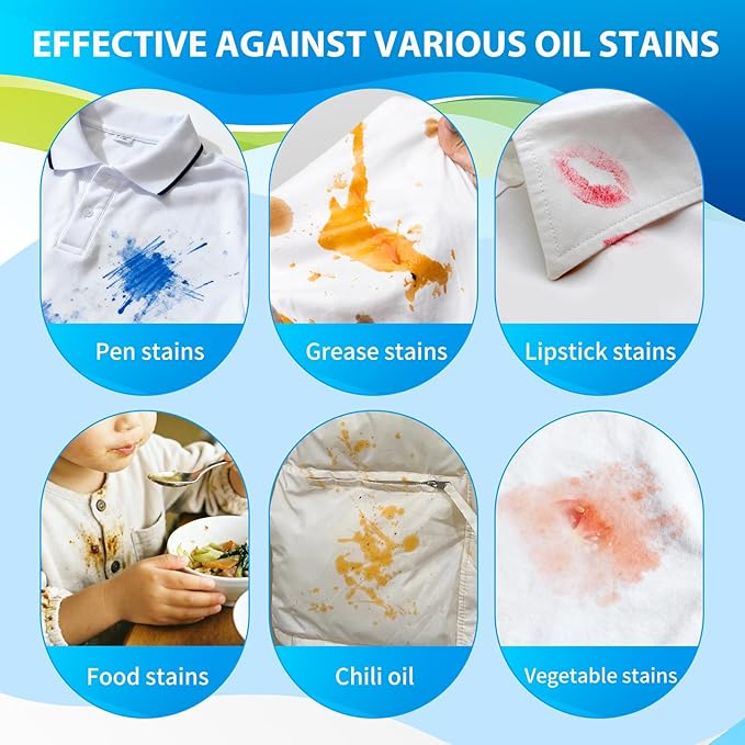 Clothes Grease Stain Remover, Newborn & Baby Essentials, Laundry Stain Treatment, Stain Remover for Oil Grease, Ink Stains, Foods & Vegetable Stains, Makeup, Grass, Coffee, & More, 8 Fl Oz