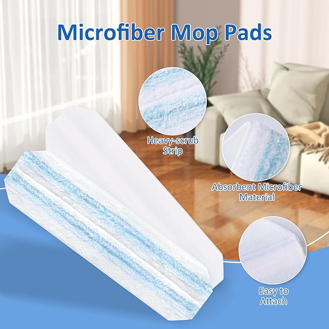 4 Pack Mop Replacement Pads: Compatible with O Ceda H2prO Flat Mop System, Microfiber Mo p Head Replacements, Flat Floor Mop, Washable & Reusable Pad Refills