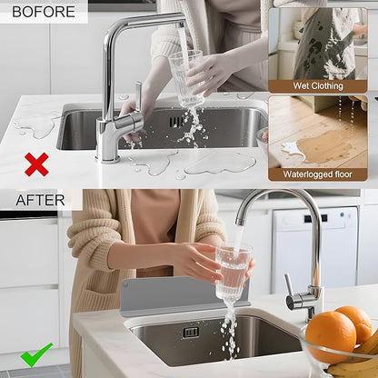 Silicone Sink Splash Guard, Sink Splash Guard with Suction Cup, Kitchen Sink Splash Guard That Can Be Placed Behind The Sink, Sink Splash Guard(17.3 x 4.1 Inch Grey)