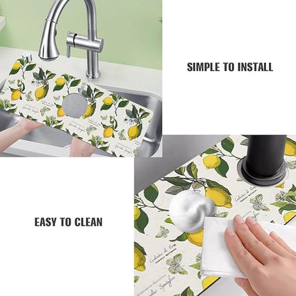Sink Faucet Absorbing Mat, 2 Pack Drying Mat Around Faucet Sink Splash Guard Behind Faucet Sinkmat For Kitchen Bathroom Island Rv 15 * 5.5 Inch (38 * 14 cm)