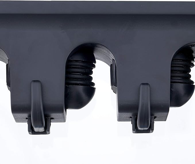 Superio Mop and Broom Holder Wall Mount Storage Organizer for Kitchen, Garage, Garden, 3 Slots (2 Pack, Black)
