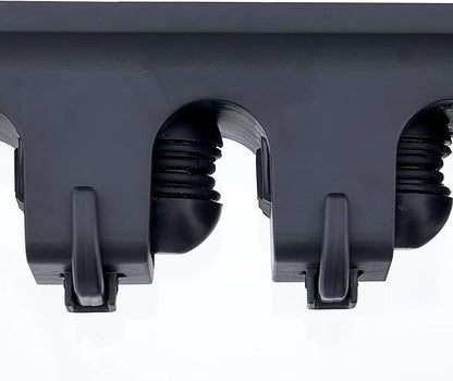 Superio Mop and Broom Holder Wall Mount Storage Organizer for Kitchen, Garage, Garden, 3 Slots (2 Pack, Black)
