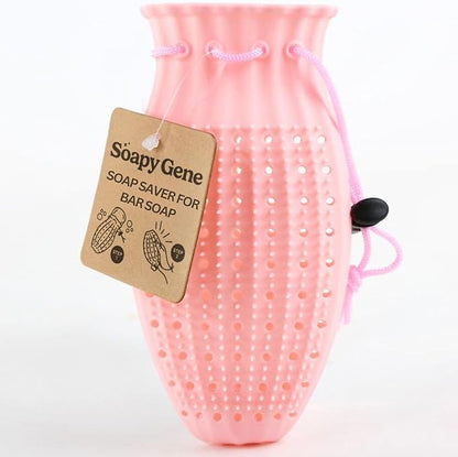 Soap Saver Bag, Gentle Exfoliating Loofah Pouch, Soap Sleeves for Bars, Exfoliating Bag, Bar Soap Pouch, Mesh Soap Bags for Soap Bars, Soap Bar Bag, Silicone Body Scrubber, Pink Loofah