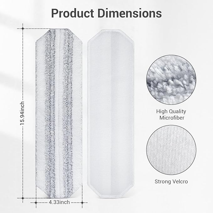 10 Pack H2prO Mop Pads,Compatible with O Cedar H2prO Flat Mop System Universal Mop Pads Mop Head Refills Washable Wet Mop,Replacment for Vileda H2prO Size Mops 15.94'' x 4.33''