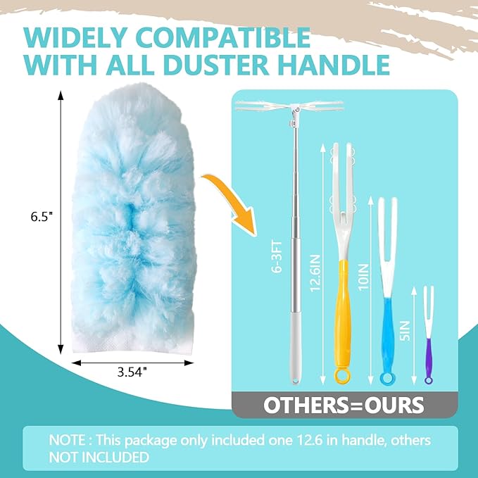 40 Pack Duster Refills Kit Disposable for Swiffer Duster Handle,360° Deep Cleaner Heavy Duty Replacement with 1 Handle,for Home, Blinds, Car, Pet, Furniture, Fans(Blue)