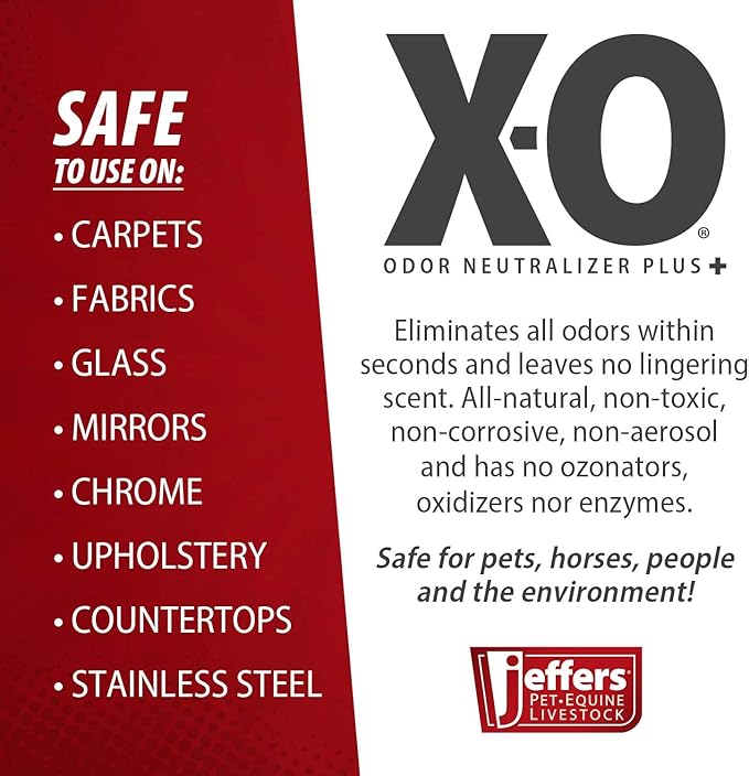 Jeffers X-O Pet Odor Neutralizer Plus & Cleaner Concentrate, 16 oz - Non Enzyme, Multi-Surface Deodorizer with Light Fresh Scent for Dogs, Cats, Horse & People, Urine Odor Remover, Makes 1 Gallon