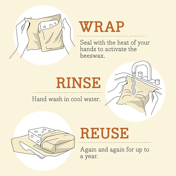 Bee's Wrap Vegan Beeswax Wraps for Food - Cut to Size 14x52" Beeswax Wrap Roll - Plastic Free Made in USA Reusable Natural Food Wrap - Meadow Magic