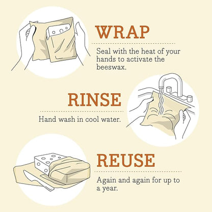 Bee's Wrap Vegan Beeswax Wraps for Food - Cut to Size 14x52" Beeswax Wrap Roll - Plastic Free Made in USA Reusable Natural Food Wrap - Meadow Magic