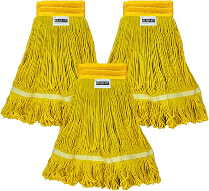 Heavy Duty Wet Industrial Cleaning Mop Head – 21 oz Yellow mop Head Replacement Cotton Washable Industrial mop Heads Heavy Duty for Commercial & Home Cleaning（Yellow）