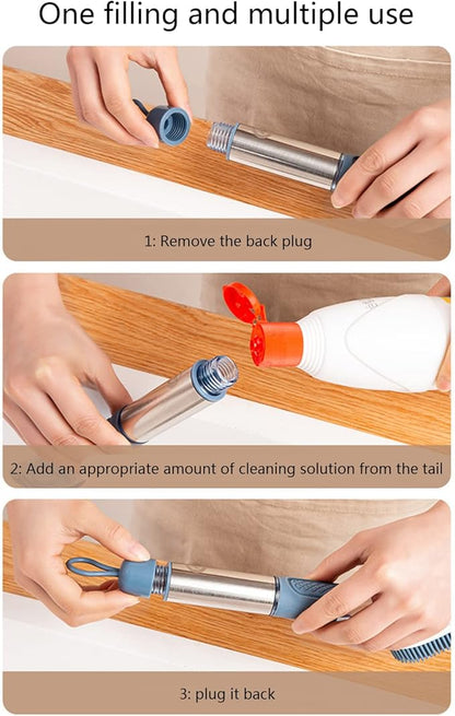 Soap Dispensing Dish Brush with 4 Replacement Heads 4 in 1 Long Handle Cleaner