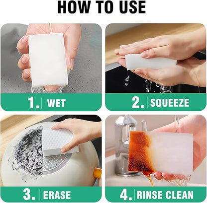 Magic Sponges Cleaning Eraser 10 Pack, 2X Compressed Melamine Sponge Cleaner, Melamine Foam All Purpose Cleaning Pads, Heavy Duty Stain Remover for Home Kitchen Bathroom Sneaker Car (10)