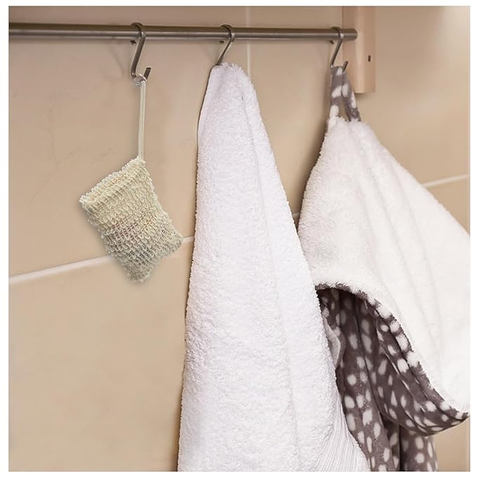 Soap Saver Bag, Soap Bag Soft for Shower, Exfoliating Mesh Soaps Saver Pouch Bags for Facial Body Cleansing Foaming (3.5''x5.5'', Beige with Wooden Beads)