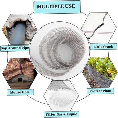 Stainless Steel Mesh Gap Blocker, Steel Wool Mice Blocker, 30ft Wire Mesh Hole Fill Fabric, Stainless Wool Roll