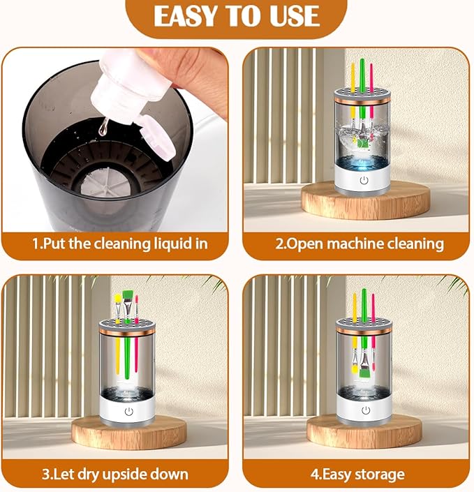 Vodolo Electric Paint Brush Cleaner Machine,Easy Premium paintbrush Cleaner Professional Automatic Spinning Water Color Brush Cleaning Tool Cleanser Machine,Painting Artist Accessories