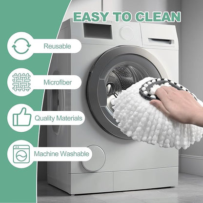 Mop Heads Replacements for Ocedar, Spin Mop Replacement for O-Cedar EasyWring 1 Tank System Mop Refills, Include 3 Pack Heads, 1 Scrub Brush & 1 Base Combo