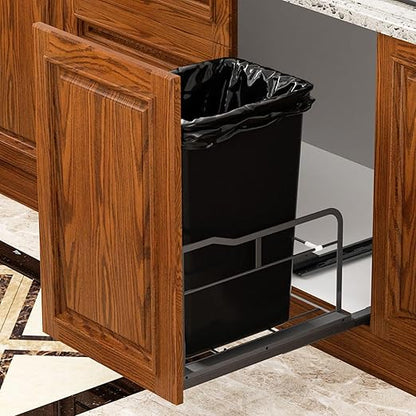 Pull Out Trash Can Under Cabinet with Push to Open Slides, Heavy Duty Cabinet Trash Can Pull Out Kit with Door Mounting Kit for Kitchen, Requires 13" W Cabinet Opening (Waste Bin Not Included)
